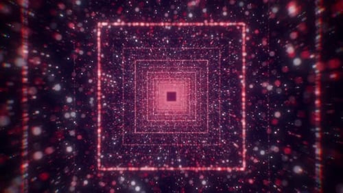 Space Tunnel with Square Neon Lines