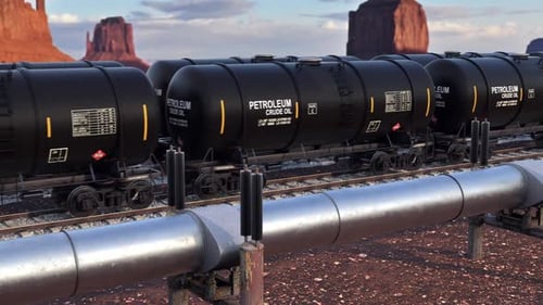 Seamless Loop of Petroleum Crude Oil Train and Pipeline