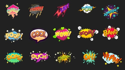 Dynamic Comic Book Style Exclamation Text Animations Pack