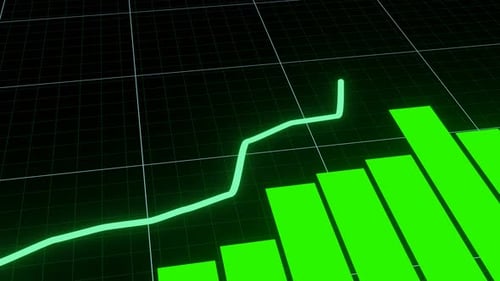 Growing Neon Green Line and Bar Graph Animation