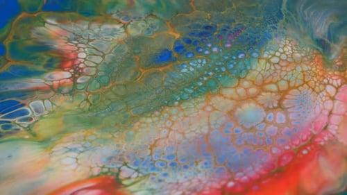 Abstract Colorful Liquid Paint Art Close Up
