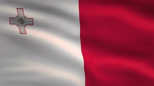 Realistic Waving Malta Flag Seamless Loop Animation