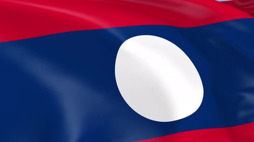 Laos Flag Waving National Symbol Loop