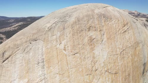 Huge Stony Geological Formation of Yosemite National Park. Aerial Observation