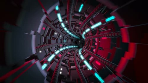 Looping 3d render of futuristic tunnel with light.