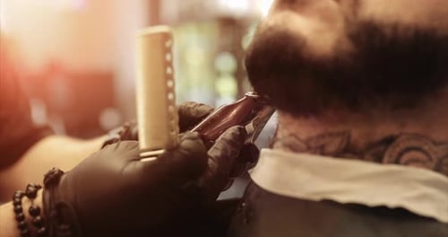 Barber Make a Beard Contour, Beard Haircut.