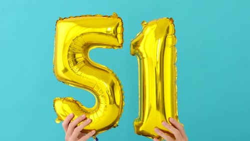 Golden Number Balloons Forming Number 51