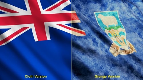 Falkland Islands Flag Waving Loop Clean and Distressed Versions