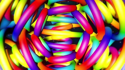 Dynamic Rainbow Geometric Tubes Abstract Loop Animation