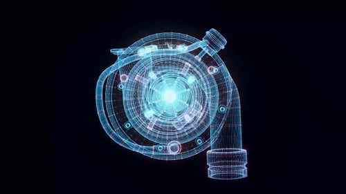 Turbo Car Motor Hologram Rotating 4k