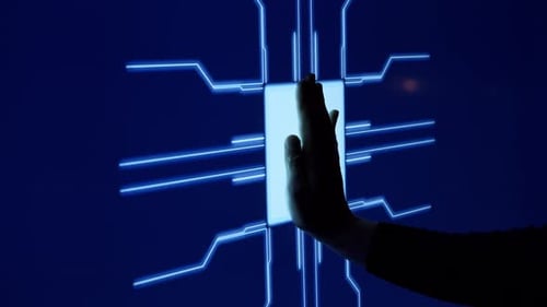 Glowing Computer Chip Spreads with Circuit Board Animation
