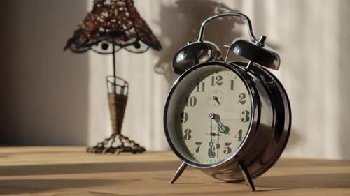 Mechanical alarm clock in time lapse