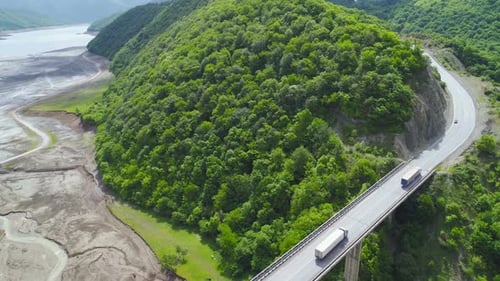 Lorries Driving on a Bridge