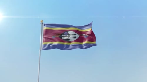 Realistic Eswatini Swaziland Flag Waving Motion Graphic