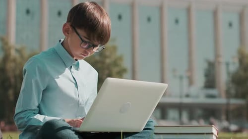 Online Education, Back To School, Happy Schoolboy, Learn Lessons.