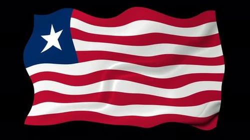 Liberia Flag Wave Motion Black Background
