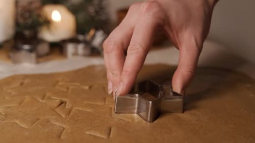Star Cookie Cutter Cutting Dough Close Up