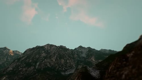 Mountain And Red Clouds