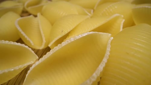 Macro View of Uncooked Conchiglie Pasta Shells