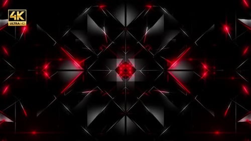Techno Red Kaleidoscope 4K