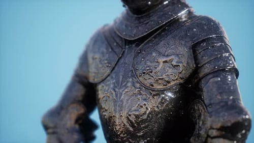 Detailed Medieval Knight Armor with Ornate Designs Close-up