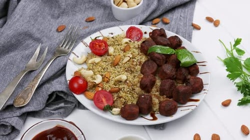 Savory Vegan Meatballs and Quinoa Salad