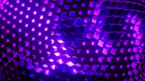 Glowing Purple Cubes Abstract Wave Loop Background