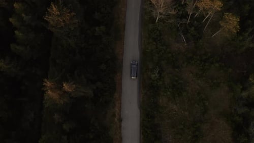 Drone View Of Car In Countryside