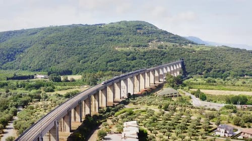 Train en transit sur un pont ferroviaire