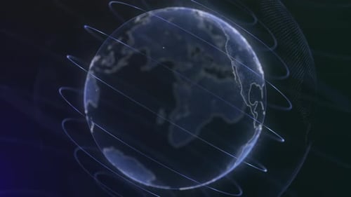 Futuristic Digital Earth Globe Rotation Background
