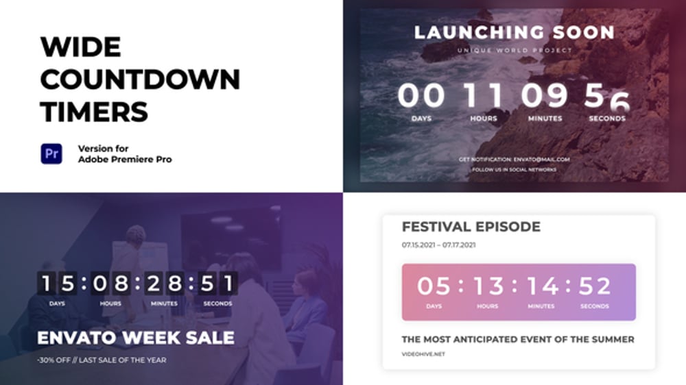 Wide Countdown Timers, Elements ft. countdown timer & clock - Envato