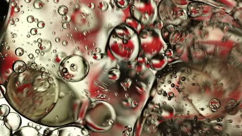 Abstract Transparent Bubbles Moving With Red Background