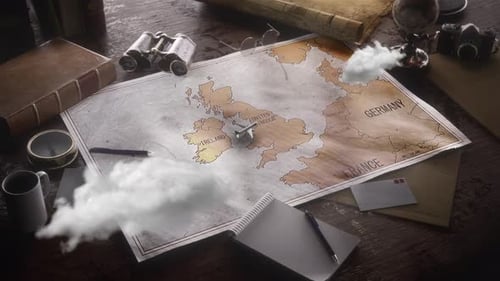 Vintage Travel World Map Country United Kingdom Location
