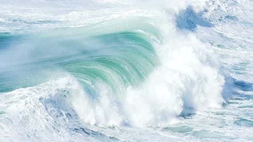 Crashing Ocean Wave Creates Foaming White Water