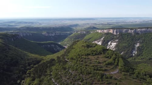Shooting a Mountain Landscape in Clear Light Weather From a Bird'seye View