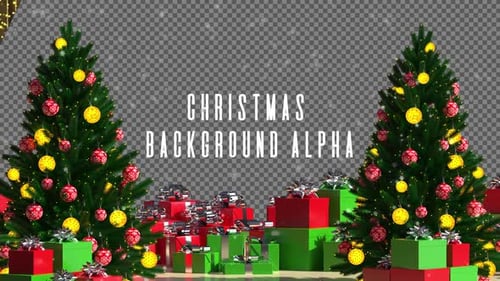 Animated Christmas Background with Trees, Gifts, and Falling Snow