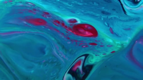 Vibrant Turquoise and Crimson Fluid Abstract
