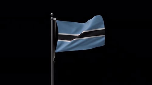 Botswana National Flag Waving in Realistic Animation