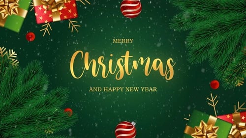 Animated Christmas and New Year Greeting with Festive Elements