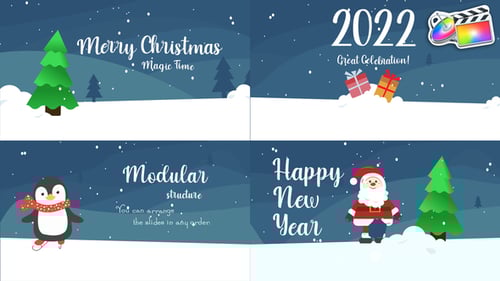 Animated Christmas and New Year Holiday Greetings with Winter Characters