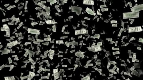 Falling Hundred Dollar Bills with Alpha Channel