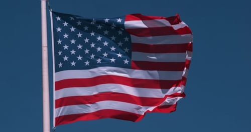 American Flag Waving in the Wind, Slow Motion 4K