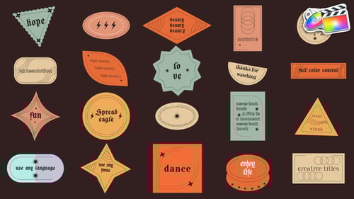 Abstract Sticker Titles with Decorative Fonts for Video Projects