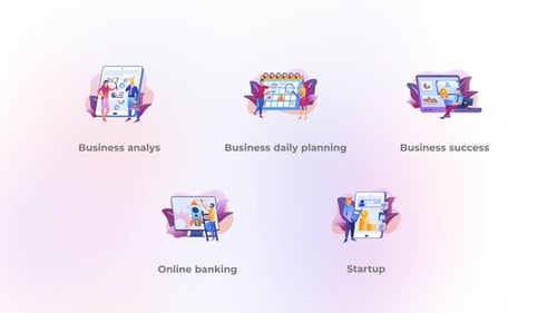 Animated Modern Business Concepts with Gradient Illustrations
