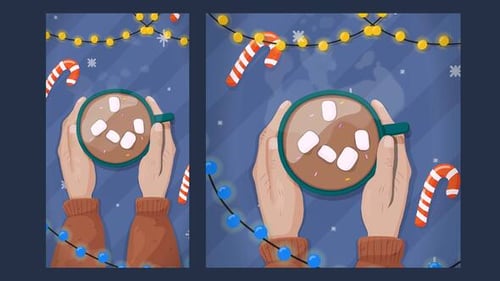 Festive Flat Design Holiday Greeting Card Animation