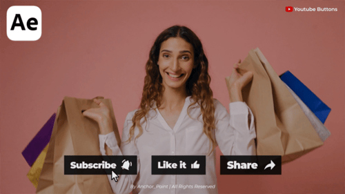 Animated YouTube Subscribe Like Share Buttons Pack