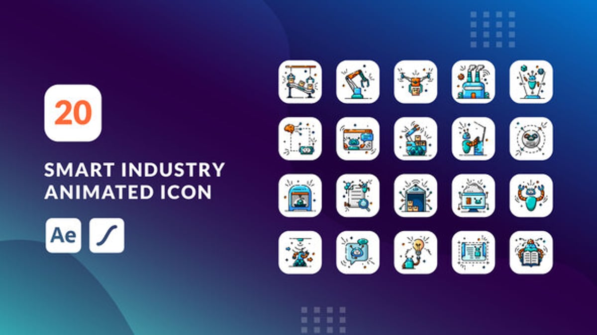 Smart Industry Animated Icon Pack with Robotics and Automation Concepts ...
