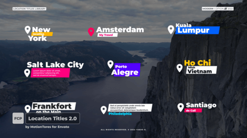 Modern Animated Travel Location Titles for Video