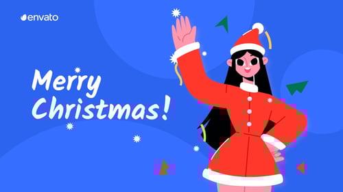 Animated Flat Design Christmas and New Year Holiday Greeting