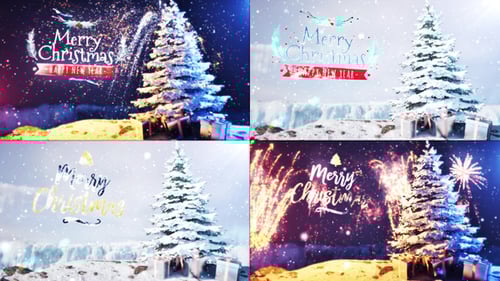 Festive Christmas Tree and Fireworks Holiday Title Reveal
